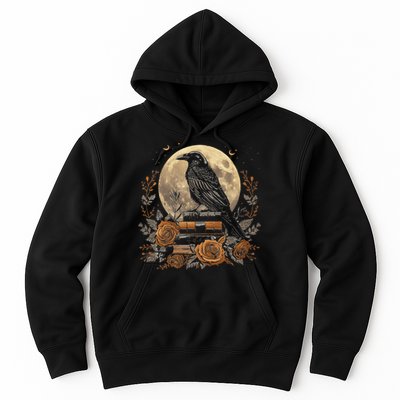 Raven Reading Book Occult Crow Hoodie