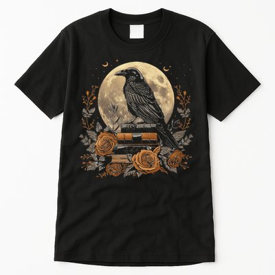 Raven Reading Book Occult Crow Tall T-Shirt
