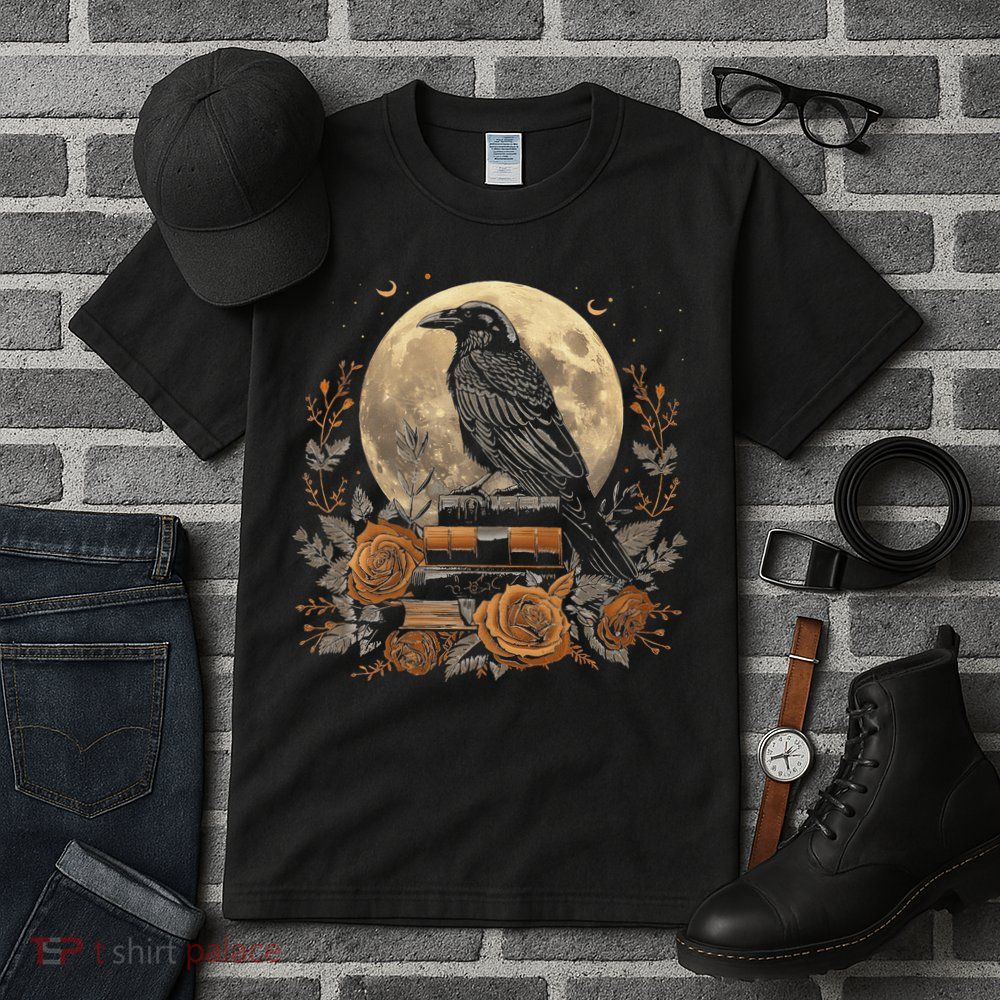 Raven Reading Book Occult Crow Tall T-Shirt