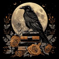 Raven Reading Book Occult Crow Drawstring Bag