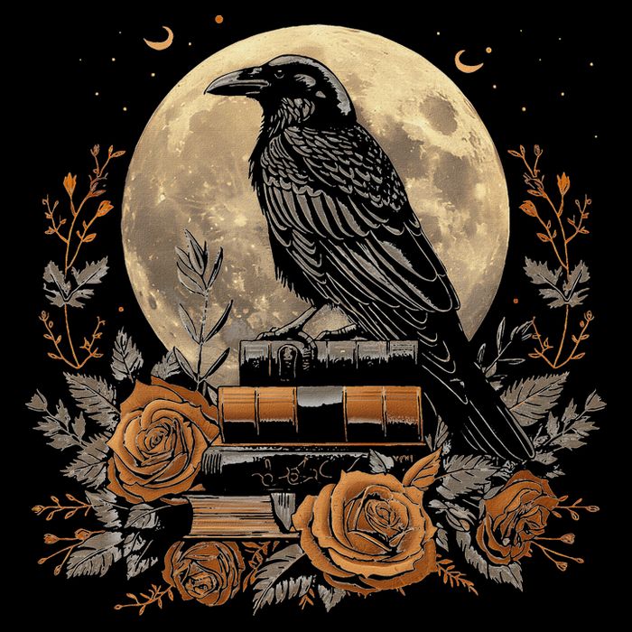 Raven Reading Book Occult Crow Drawstring Bag