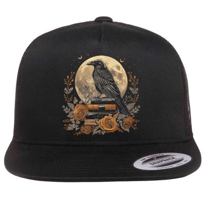 Raven Reading Book Occult Crow Flatbill Hat