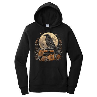 Raven Reading Book Occult Crow Women's Pullover Hoodie