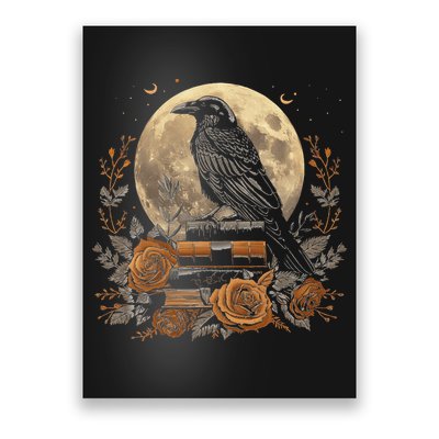 Raven Reading Book Occult Crow Poster