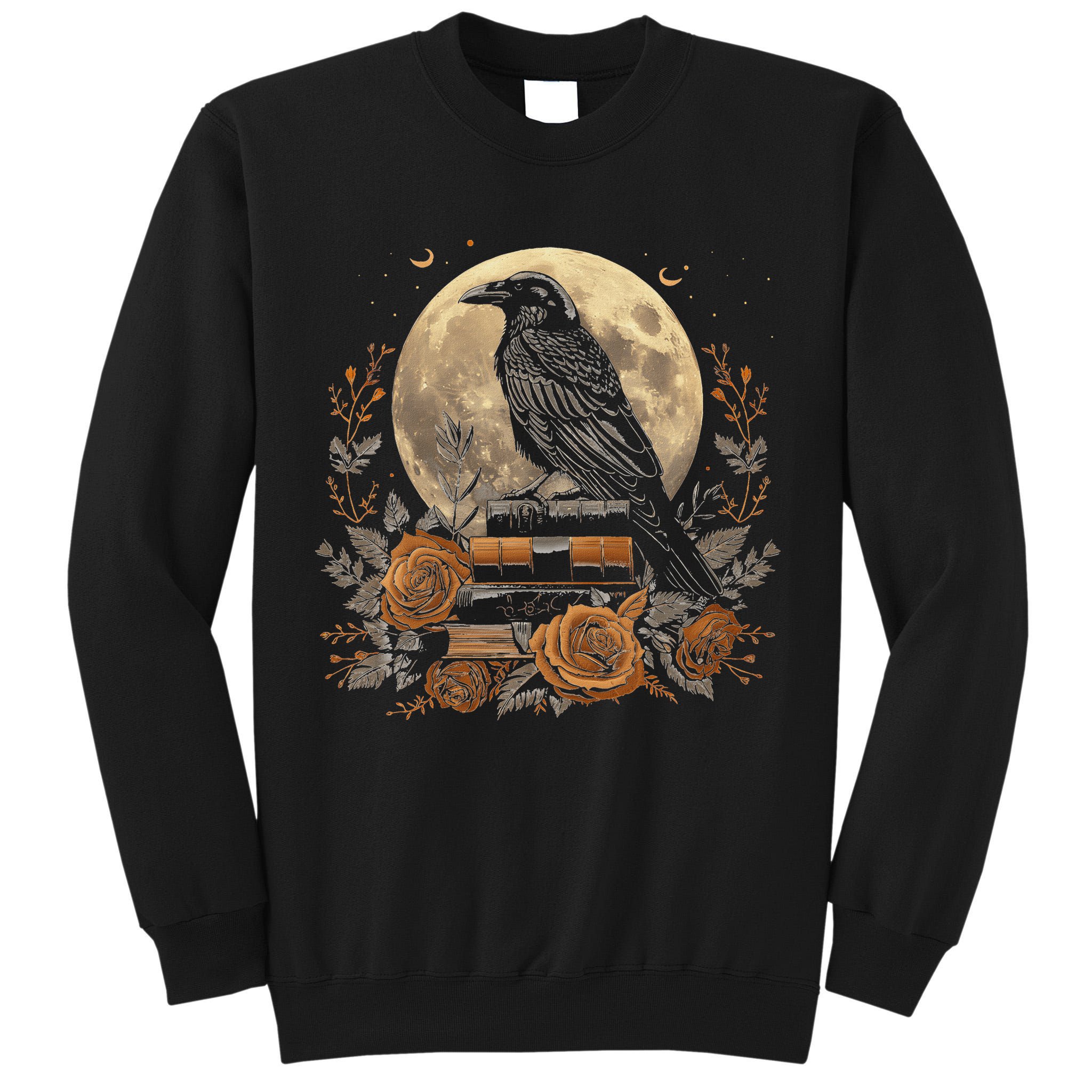 Raven Reading Book Occult Crow Tall Sweatshirt