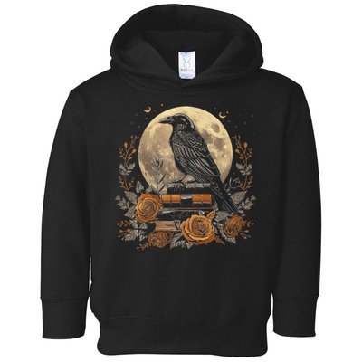 Raven Reading Book Occult Crow Toddler Hoodie