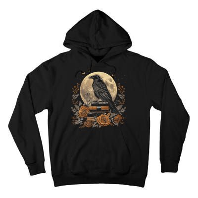 Raven Reading Book Occult Crow Tall Hoodie