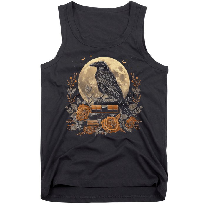 Raven Reading Book Occult Crow Tank Top