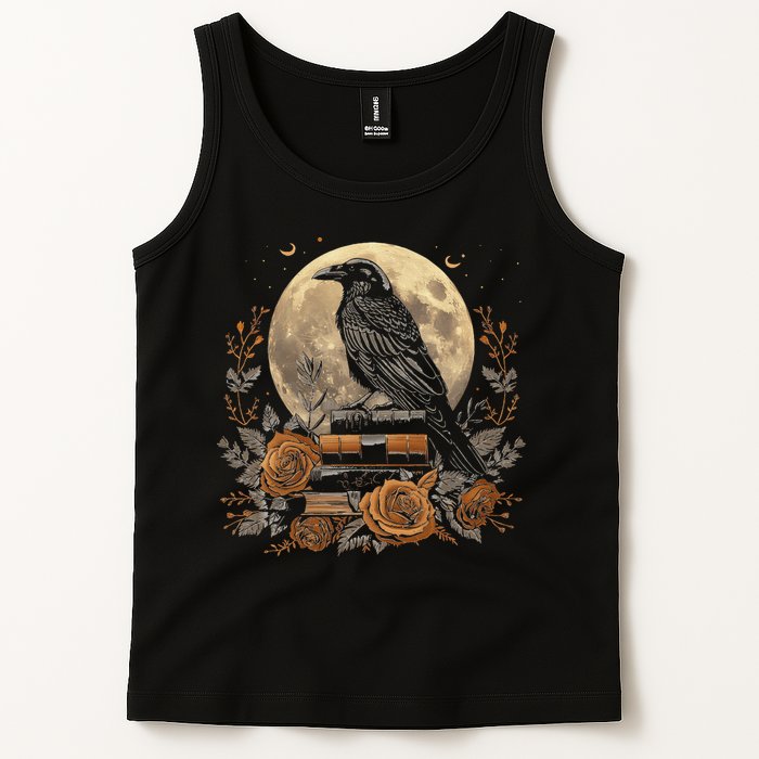 Raven Reading Book Occult Crow Tank Top