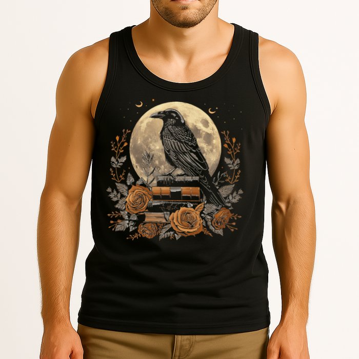 Raven Reading Book Occult Crow Tank Top