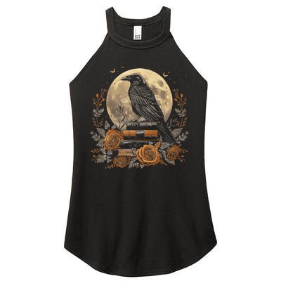 Raven Reading Book Occult Crow Women's Perfect Tri Rocker Tank