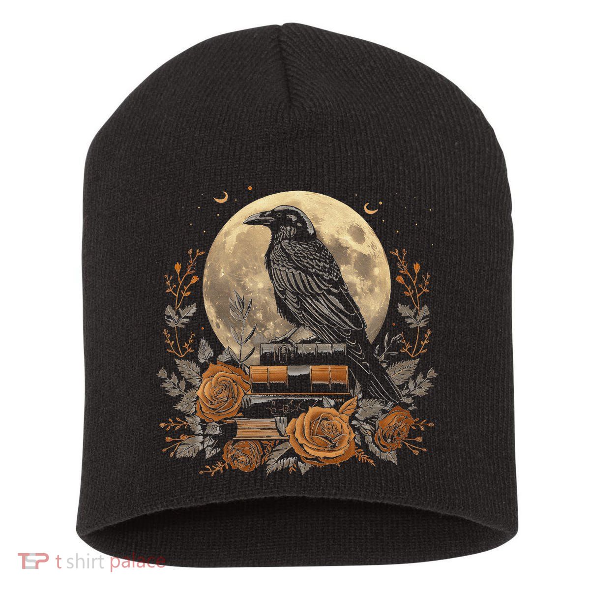 Raven Reading Book Occult Crow Short Acrylic Beanie