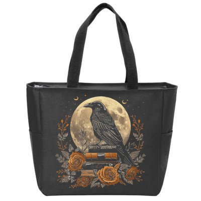 Raven Reading Book Occult Crow Zip Tote Bag