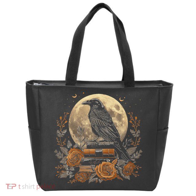 Raven Reading Book Occult Crow Zip Tote Bag