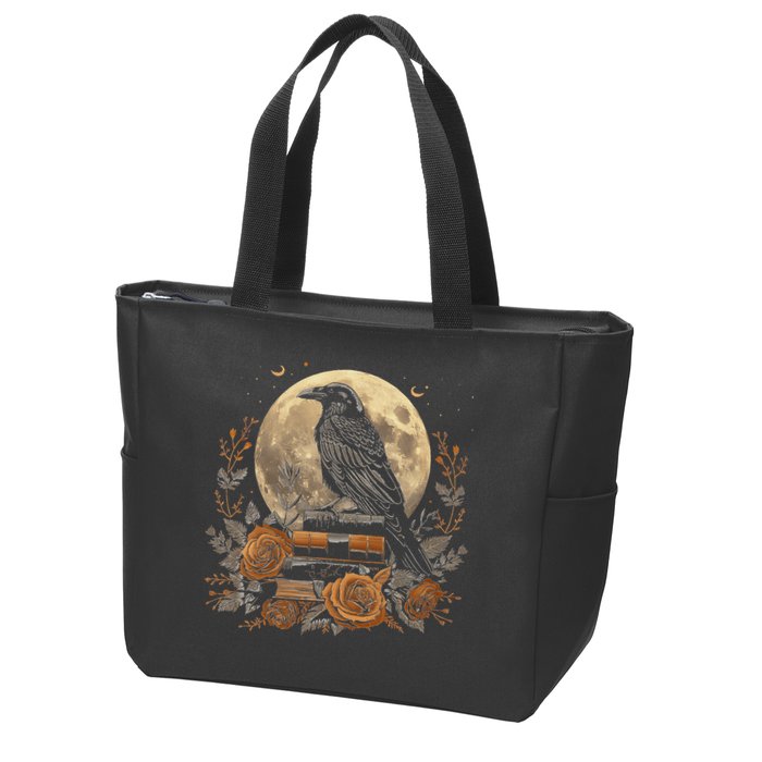 Raven Reading Book Occult Crow Zip Tote Bag