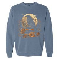 Raven Reading Book Occult Crow Garment-Dyed Sweatshirt