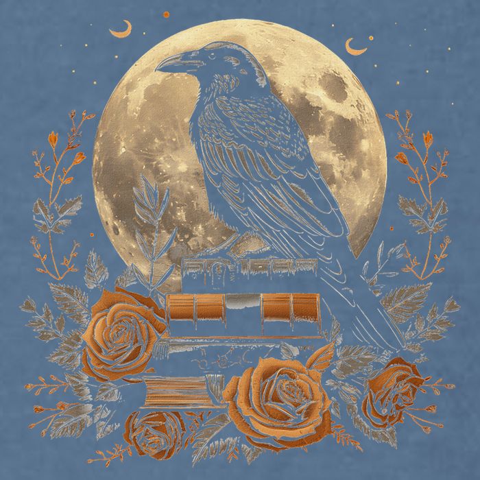 Raven Reading Book Occult Crow Garment-Dyed Sweatshirt