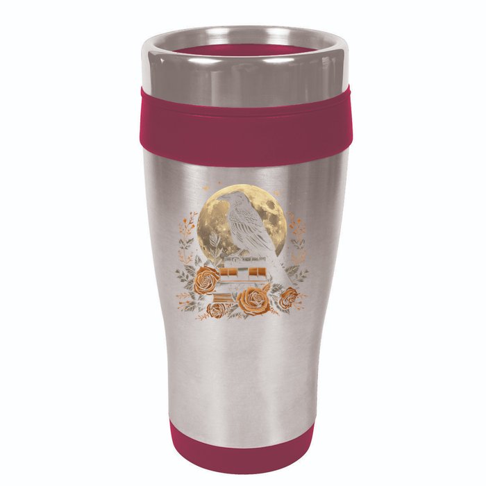 Raven Reading Book Occult Crow 16oz Travel Tumbler