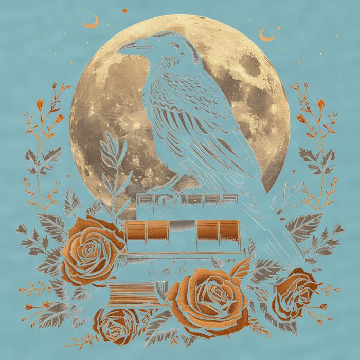 Raven Reading Book Occult Crow Sueded Cloud Jersey T-Shirt
