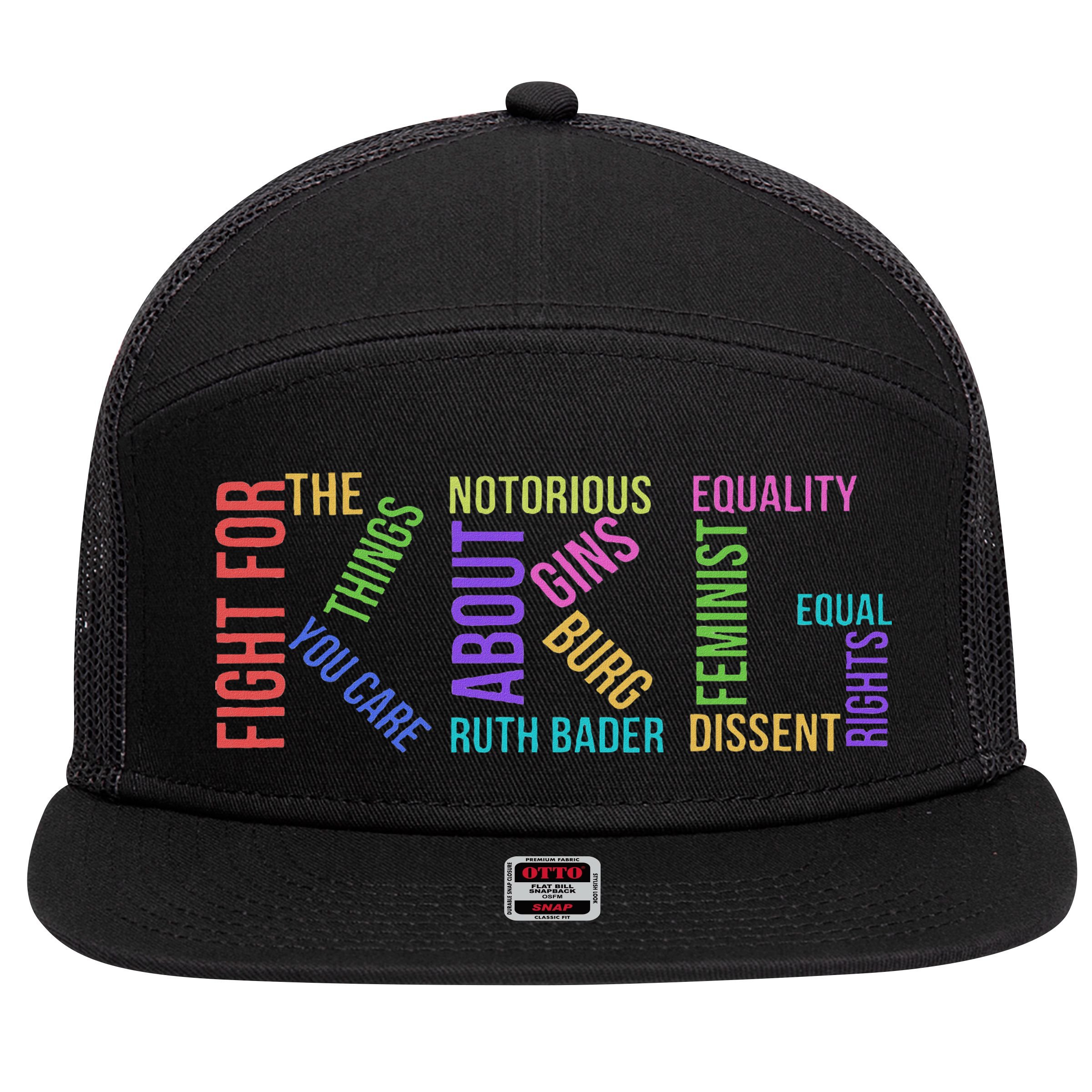 Rbg Ruth Bader Ginsburg Political Feminist Gift 7 Panel Mesh Trucker Snapback Hat