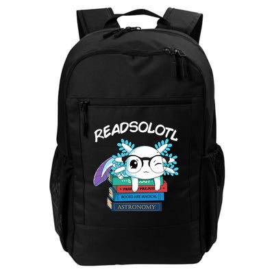 Readsolotl Read Book Axolotl Funny Reading Fish Books Lizard Daily Commute Backpack