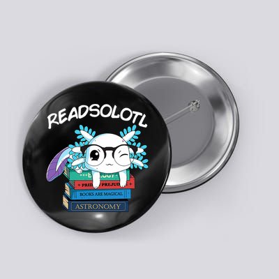 Readsolotl Read Book Axolotl Funny Reading Fish Books Lizard Button