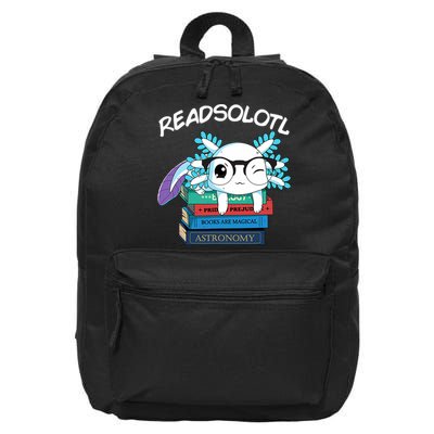 Readsolotl Read Book Axolotl Funny Reading Fish Books Lizard 16 in Basic Backpack