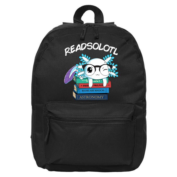 Readsolotl Read Book Axolotl Funny Reading Fish Books Lizard 16 in Basic Backpack