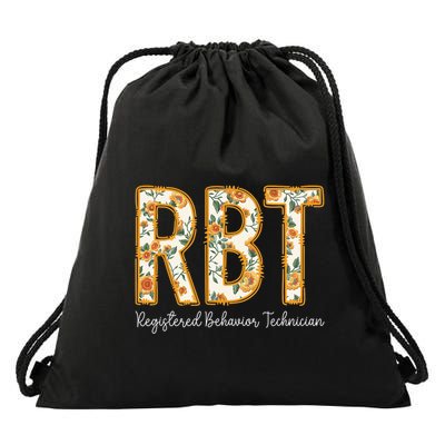 Rbt Registered Behavior Technician Fall Floral Thanksgiving Drawstring Bag