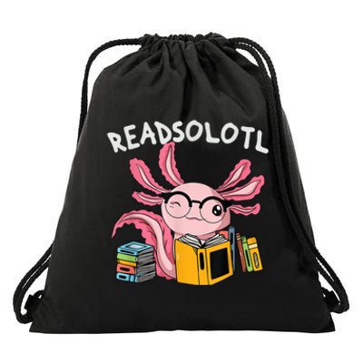 Readsolotl Read Book Axolotl Funny Reading Fish Books Lizard Drawstring Bag