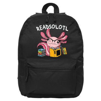 Readsolotl Read Book Axolotl Funny Reading Fish Books Lizard 16 in Basic Backpack