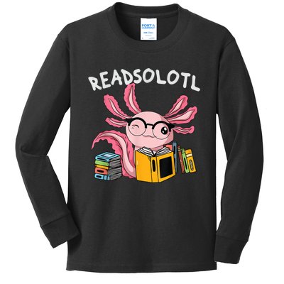 Readsolotl Read Book Axolotl Funny Reading Fish Books Lizard Kids Long Sleeve Shirt