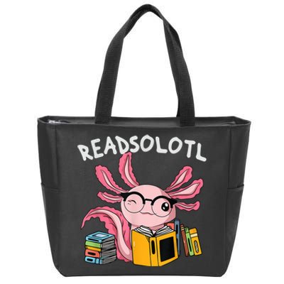 Readsolotl Read Book Axolotl Funny Reading Fish Books Lizard Zip Tote Bag