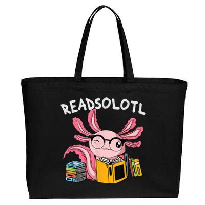 Readsolotl Read Book Axolotl Funny Reading Fish Books Lizard Cotton Canvas Jumbo Tote