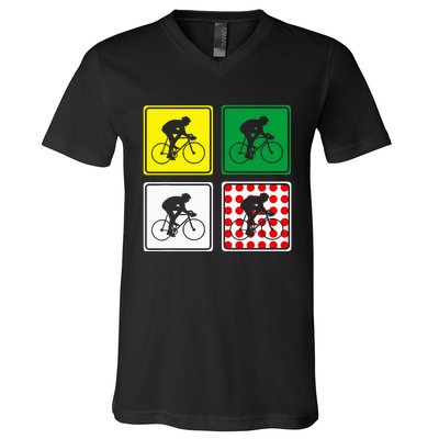 Racing Road Bike Jersey Bicycle Cycling Race Street Biking V-Neck T-Shirt