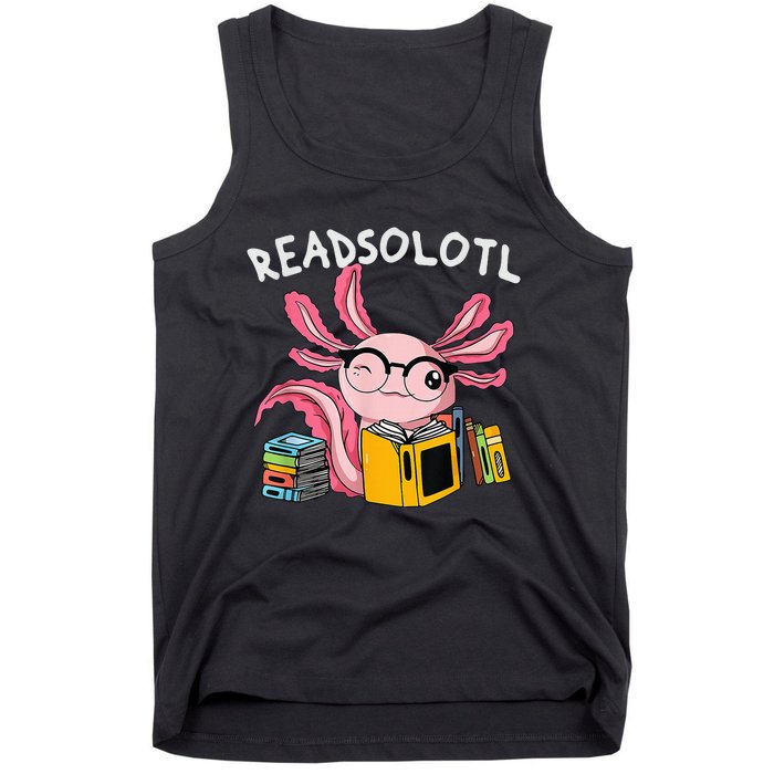 readsolotl read book axolotl reading fish books lizard Tank Top