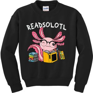 readsolotl read book axolotl reading fish books lizard Kids Sweatshirt