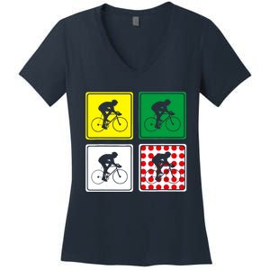 Racing Road Bike Jersey Bicycle Cycling Race Street Biking Women's V-Neck T-Shirt