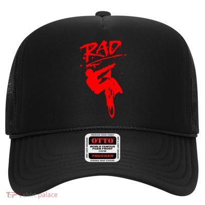 Rad Radical Bmx Bike Redesign Graffiti Gnarly Retro Awesome Meaningful Gift High Crown Mesh Back Trucker Hat