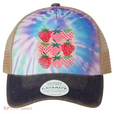 Retro Red Berry Fruit Cottagecore Strawberry Legacy Tie Dye Trucker Hat