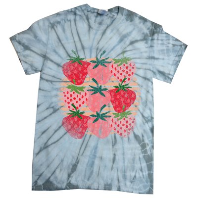 Retro Red Berry Fruit Cottagecore Strawberry Tie-Dye T-Shirt