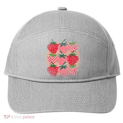Retro Red Berry Fruit Cottagecore Strawberry 7-Panel Snapback Hat