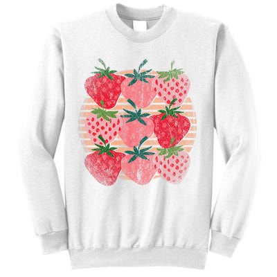 Retro Red Berry Fruit Cottagecore Strawberry Sweatshirt