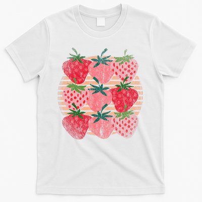 Retro Red Berry Fruit Cottagecore Strawberry T-Shirt