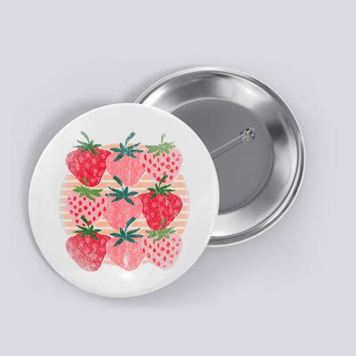 Retro Red Berry Fruit Cottagecore Strawberry Button