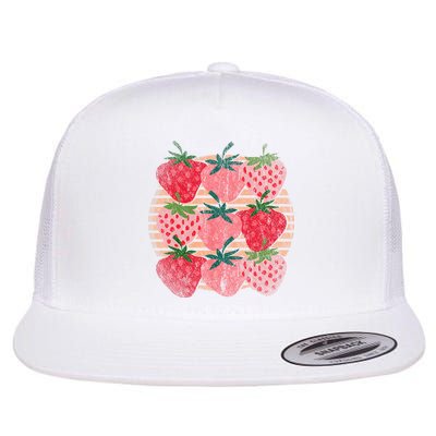 Retro Red Berry Fruit Cottagecore Strawberry Flatbill Hat