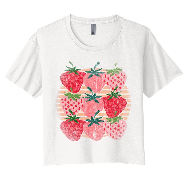 Retro Red Berry Fruit Cottagecore Strawberry Crop Top