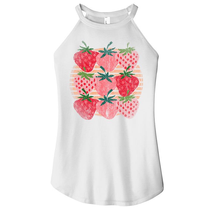 Retro Red Berry Fruit Cottagecore Strawberry Women's Perfect Tri Rocker Tank