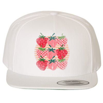 Retro Red Berry Fruit Cottagecore Strawberry Wool Snapback Cap