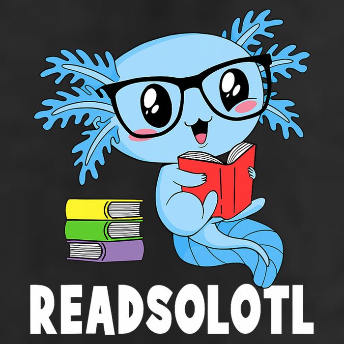 Readsolotl Read Book Funny Kawaii Blue Axolotl Reading Books 7 Panel Mesh Trucker Snapback Hat